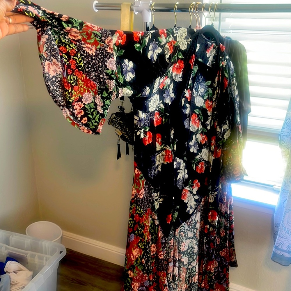 Floral cover up cape